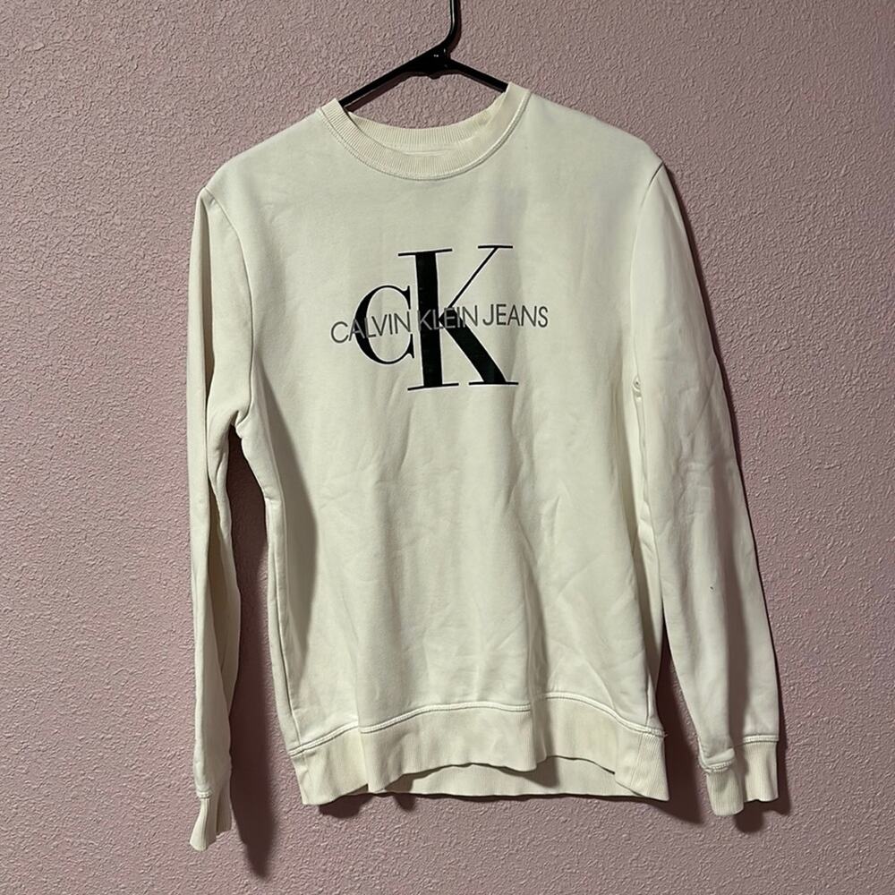 Calvin Klein Jeans White Crewneck Sweatshirt